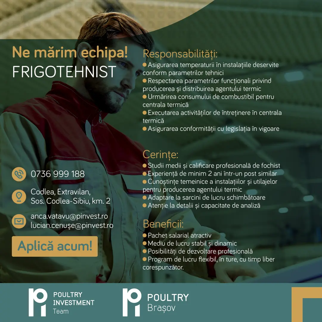 Poultry Team – Angajăm Frigotehnist