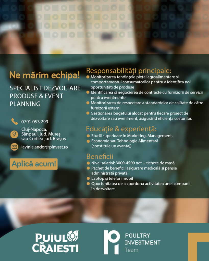 Specialist Dezvoltare Produse & Event Planning