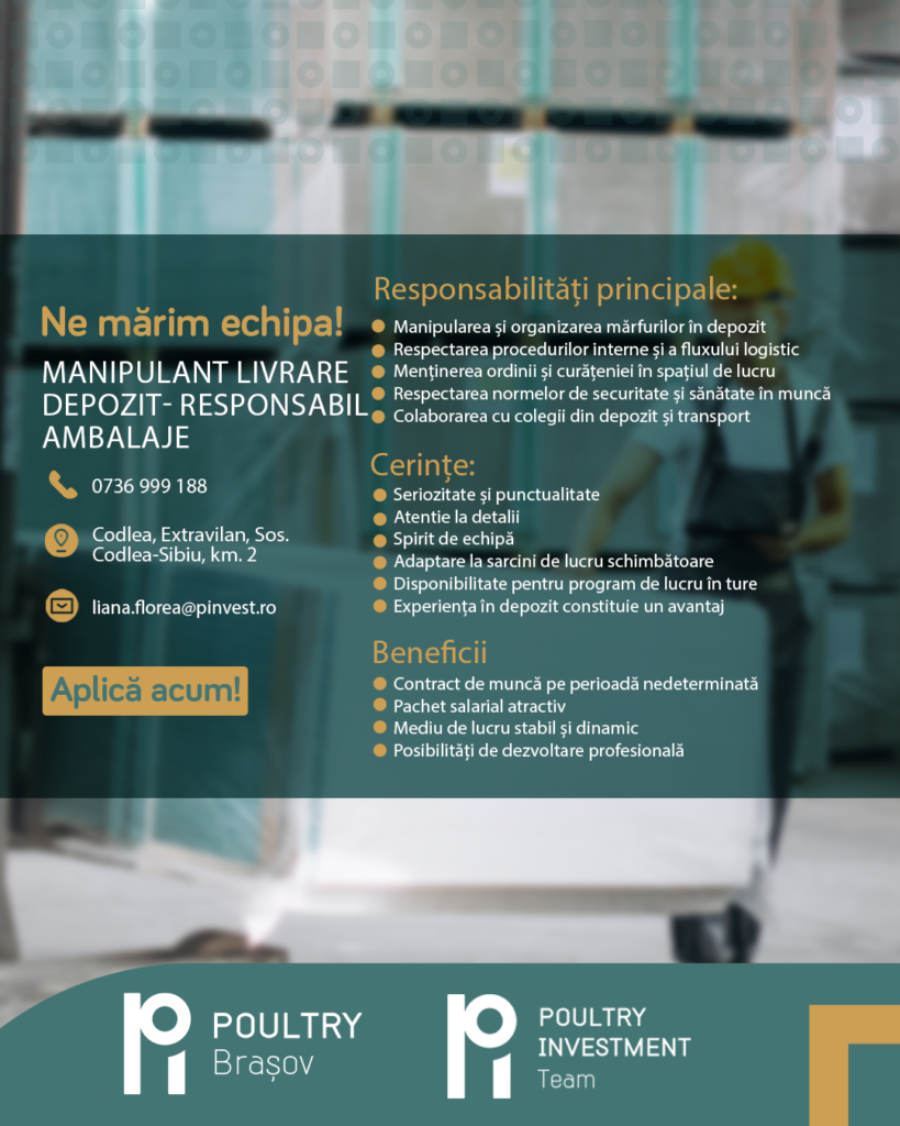 Manipulant livrare depozit - responsabil ambalaje