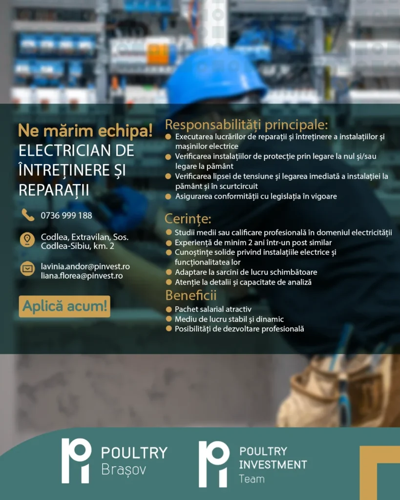 Electrician de întreținere și reparații